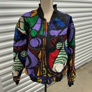 Vintage Leisurewear Abstract Bomber Jacket | Colorful | Large